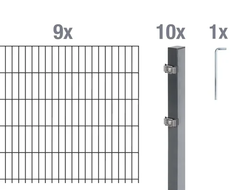 "Double rod mesh fence complete set, anthracite, height 80 cm, length 18 m image"