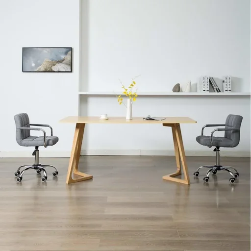 "Dining room chairs 2 pieces fabric light grey image"