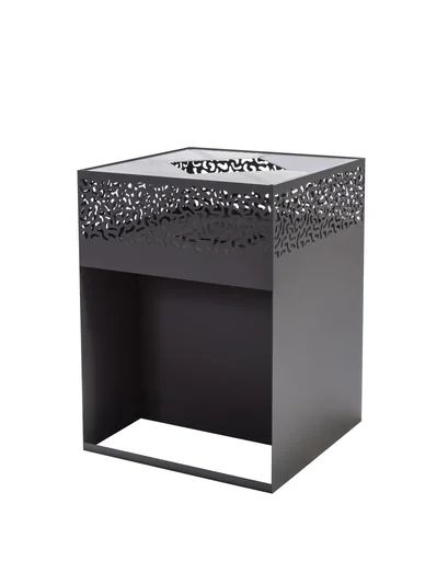 "Grill CUBE 1000 black with grill grate Ø38, swivel arm and metal cover image"
