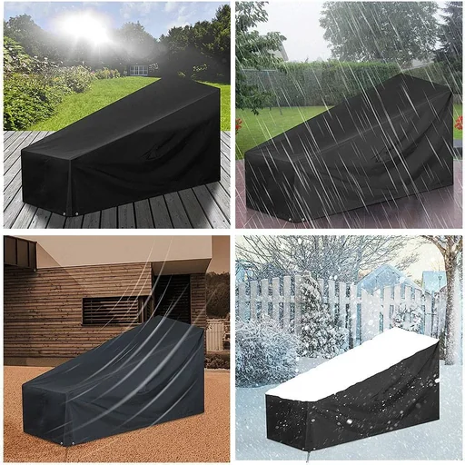 "Protective cover - for garden chair / deck chair / garden chair - 160 x 75 x 60 cm - Black image"