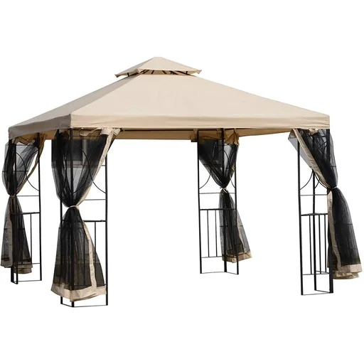 "Metal gazebo with mosquito net image"