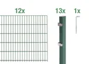 Double rod mesh fence complete set, green, height 80 cm, length 24 m