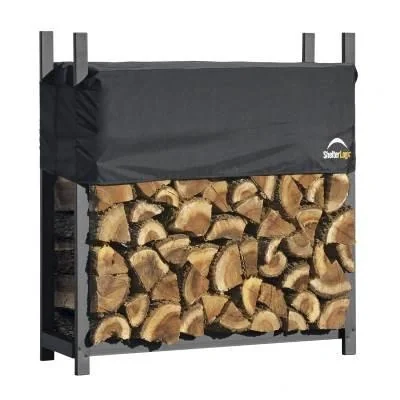 "Firewood Rack 1000 kg Black, 119×36 cm – Steel Rack with Adjustable Cover, Weatherproof image"