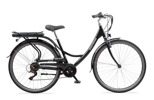 "Unisex City E-Bike 28 inches, frame height 49 cm, 7-speed derailleur, black, Teutoburg Senne, Wave XXL image"