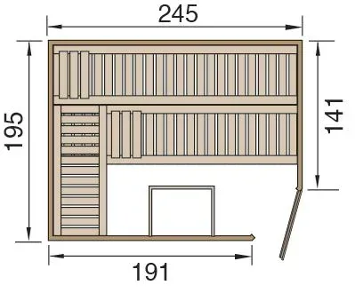"Solid wood sauna TURKU 3 glass door image"