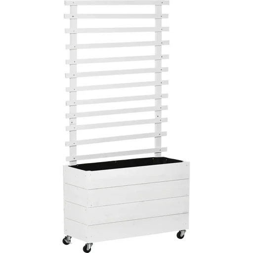 "Flower box with wheels - Climbing wall - White - 76 x 30 x 155 cm image"