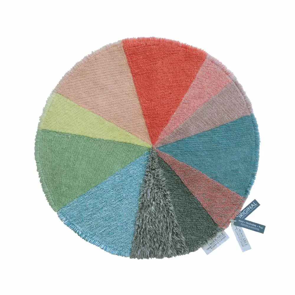 "Lorena Canal's washable wool car "rug pie chart" Donna Wilson round image"
