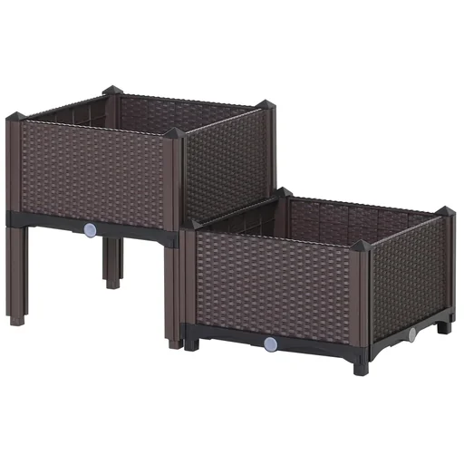 "2-part raised bed in rattan look image"