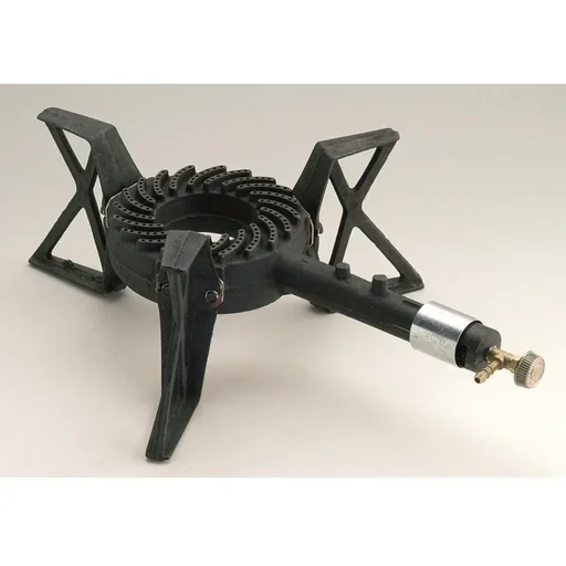 "Cast iron 1 burner camping gas stove 5.7 KW 37cm 3 feet image"