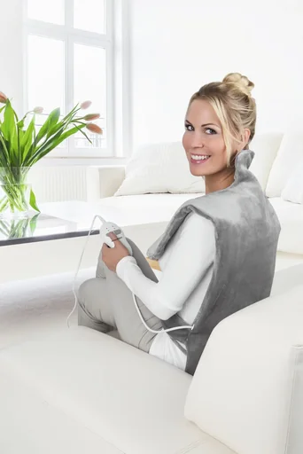 "2-in-1 heated blanket with massage function, 100 watts, grey image"