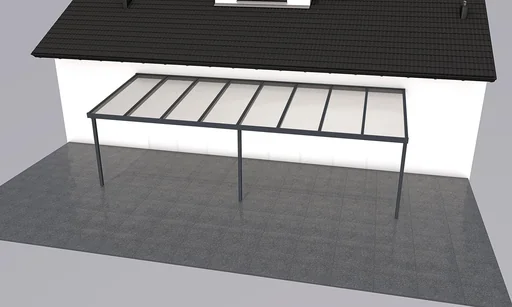 "Patio roof Premium, anthracite, 8125 x 3060 mm - Acrylic multi-wall sheets 16 mm, clear image"