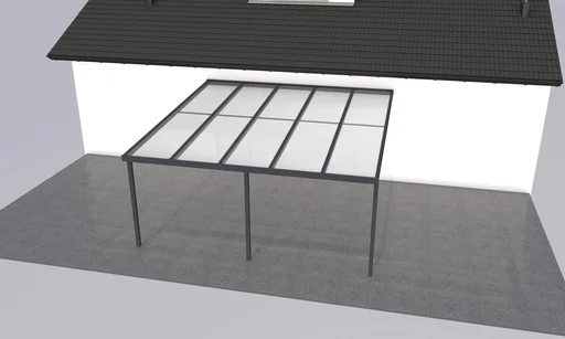 "Patio roof Premium, anthracite, 5100 x 5060 mm - Polycarbonate multi-wall sheets 16 mm, clear image"
