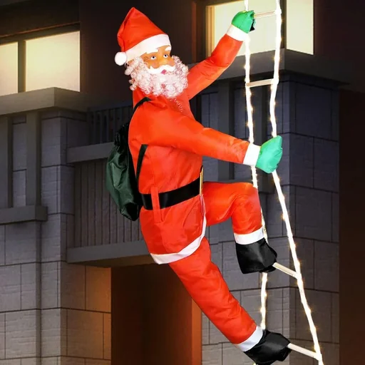 "Santa Claus on ladder 90cm with lighting image"