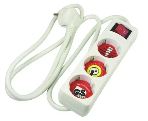 "8-way power strip, white image"