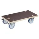 Transport aid MM 1341, 57.5 x 30 x 15 cm, hard castors Ø 100 mm, roller bearings, 2 brakes, FSC® plate, load capacity 500 kg