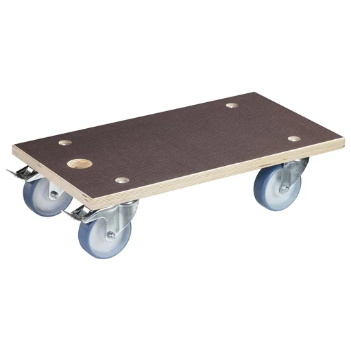 "Transport aid MM 1341, 57.5 x 30 x 15 cm, hard castors Ø 100 mm, roller bearings, 2 brakes, FSC® plate, load capacity 500 kg image"