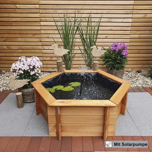 "Hexagonal raised pond 125 cm solar image"