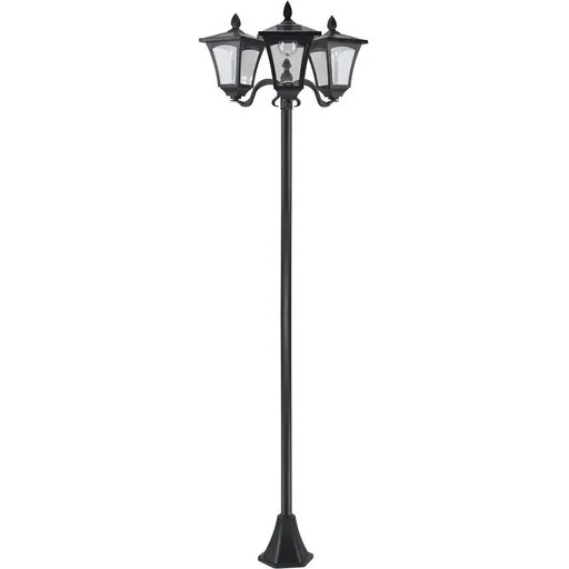 "Solar garden lantern with 3 flames lantern solar lantern path light with LED 120 lumens IP44 201 stainless steel black 51.5 x 47 image"