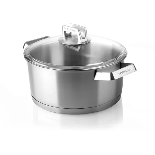 "Mehrzer Premium - Low saucepan with lid - 24 cm - stainless steel image"