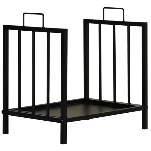 "Firewood rack Firewood stand with two handles Fireplace tools 50 kg load capacity Firewood rack Fireplace tool Metal Black image"