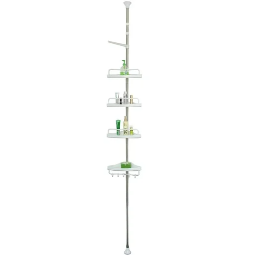 "Telescopic shower shelf - stainless steel - 155-304cm + towel rail image"