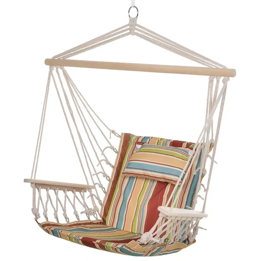 "Hanging chair with pillow multicolored image"