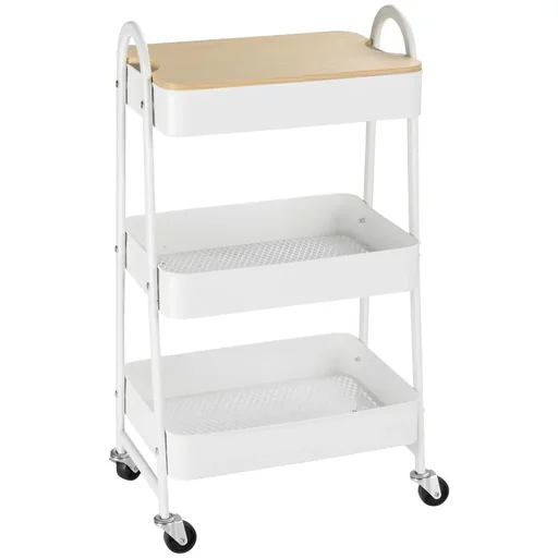 "Valet stand with 3 shelf baskets, white, 45 x 31 x 79.4 cm image"
