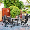 7-piece garden set - foldable - aluminum/mesh - black