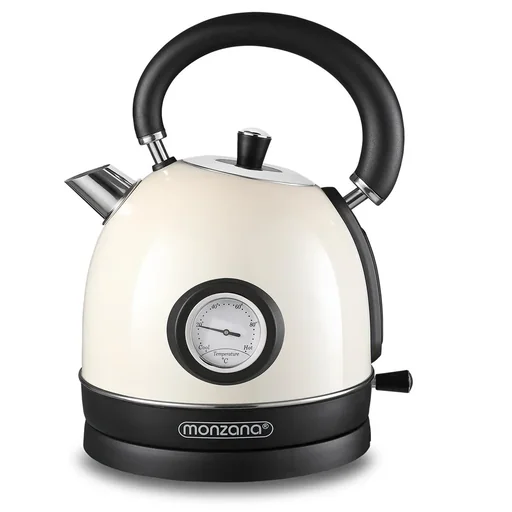 "Retro-style stainless steel kettle, cream-colored, 1.8L - 2200W image"