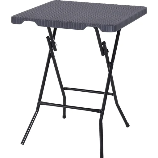 "Folding table, folding garden table, picnic table, camping table, plastic + metal, dark brown, 60 x 60 x 74 cm image"