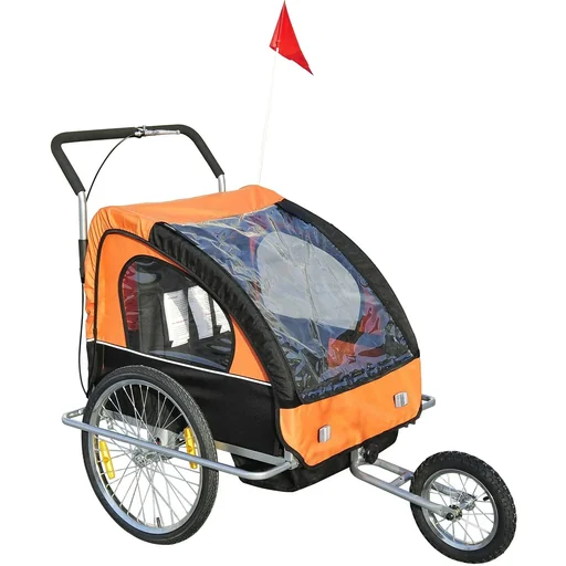 "2 in 1 Jogger Child Trailer Bike Trailer Orange-Black image"