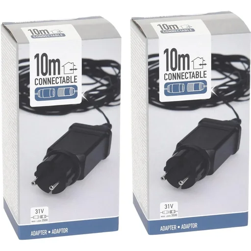 "Starter Adapter 2 STUKS - for connectable Christmas lights - Suitable for up to 1600 LEDs - 10 meters image"