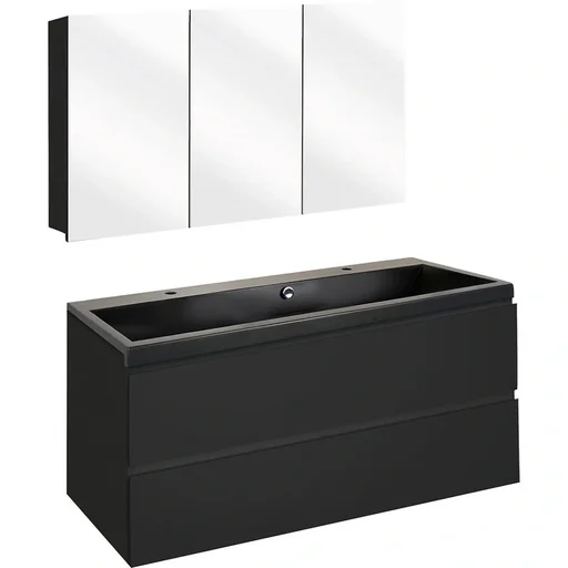 "Concept bathroom furniture with mirror cabinet 100cm - black/black image"
