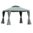 Garden gazebo, gazebo, garden tent, marquee, party tent with 4 side walls, weatherproof, aluminum, polyester, gray, 3 x 3 x 2.7