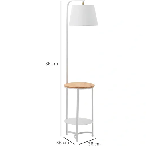 "Floor lamp floor lamp side table with 2 shelves interior lighting E27 for living room bedroom office metal MDF Ttery image"