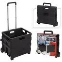 Basic shopping trolley with folding crate, black, 30L, 18kg