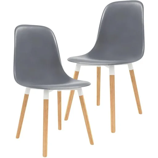 "Dining table chairs, 2 pieces, grey plastic image"