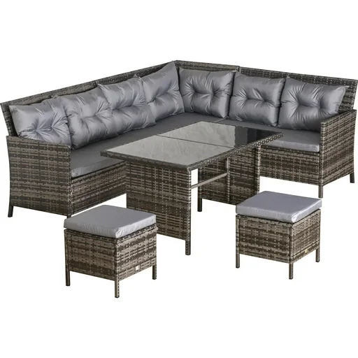"18-piece seating set, garden set, sofa set, garden furniture set, lounge, polyrattan, grey image"