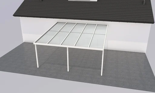 "Patio roof Premium, white, 5100 x 5060 mm - Polycarbonate multi-wall sheets 16 mm, clear image"
