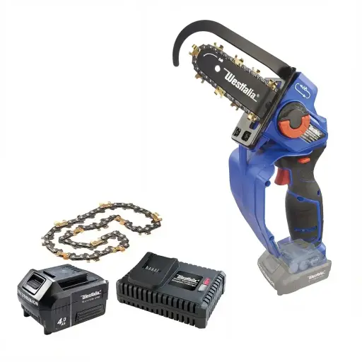 "Cordless one-handed power saw "X-SAW II" + 4.0 Ah battery + quick charger + titanium chain image"