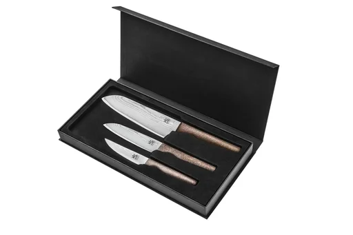 "Damascus knife set “Vital”, coconut handles, 3-piece image"
