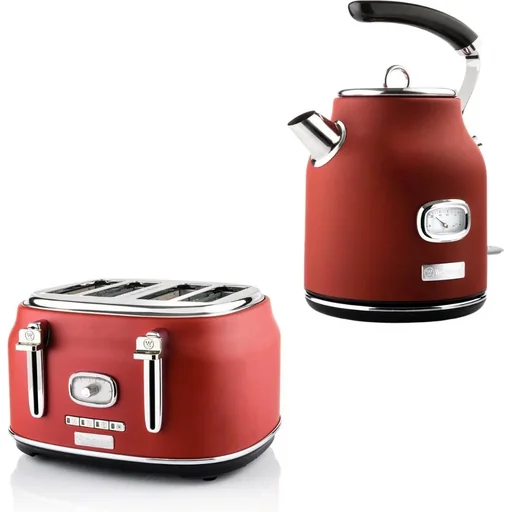 "Retro SET - 4-slice toaster + 1.7L kettle - Red image"