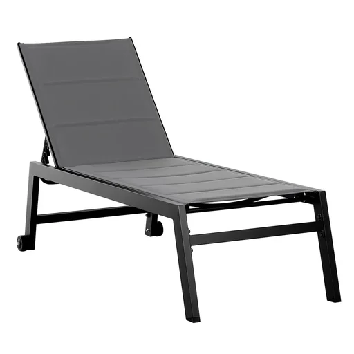 "Sun lounger aluminum garden lounger relaxation lounger garden 5-level backrest adjustable steel texteline foam gray 168 x 7 image"