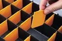 Small parts magazine, storage in 21 adjustable compartments