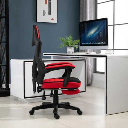 "Gaming chair with footrest image"