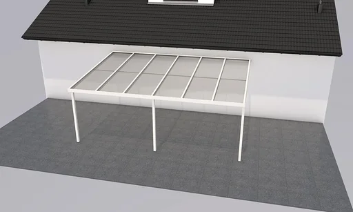 "Patio roof Premium, white, 6110 x 4060 mm - Acrylic multi-wall sheets 16 mm, clear image"