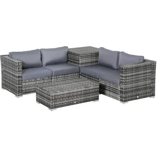 "6-piece garden furniture set, steel, grey image"