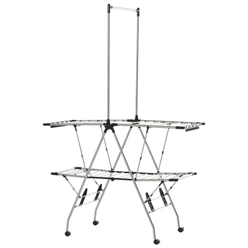 "Clothes rack, clothes dryer, standing dryer, foldable, large drying space, stainless steel 138.5 x 63 x 208 cm image"