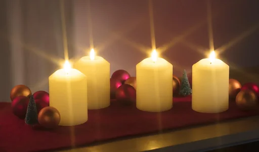 "LED candle set of 4 cream image"