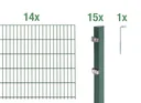 Double rod mesh fence complete set, green, height 120 cm, length 28 m